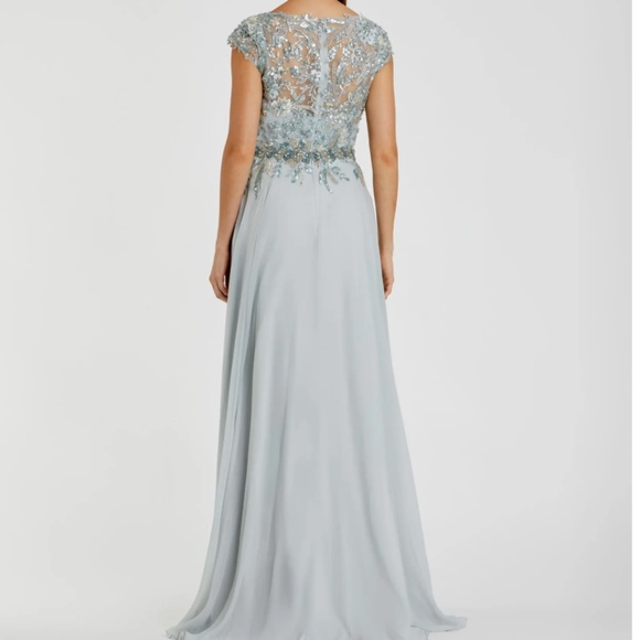 MAC DUGGAL 79365 EMBELLISHED CAP SLEEVE FLOWY BODICE SEAMIST CHIFFON GOWN sz 12 - Picture 4 of 5